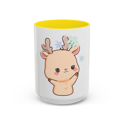 Kawaii Reindeer Accent Coffee Mug for Cozy Winter Sips