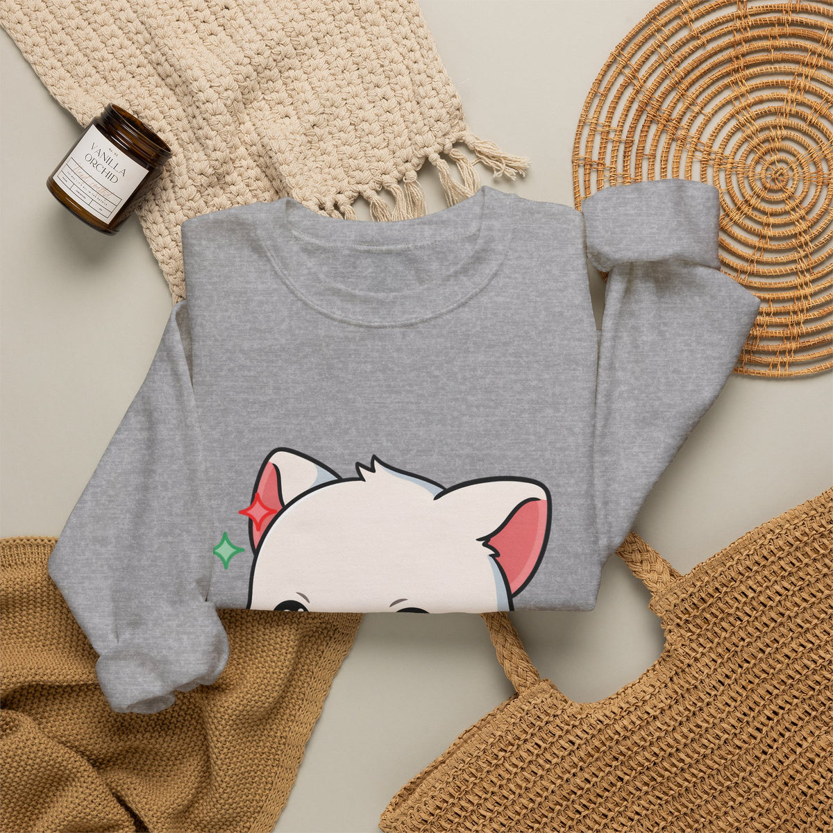 Kawaii Christmas Fox Sweatshirt, Cute Holiday Crewneck
