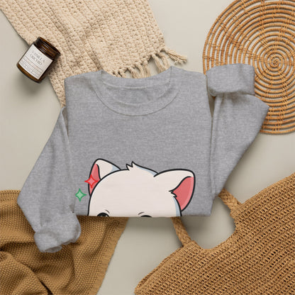 Kawaii Christmas Fox Sweatshirt, Cute Holiday Crewneck