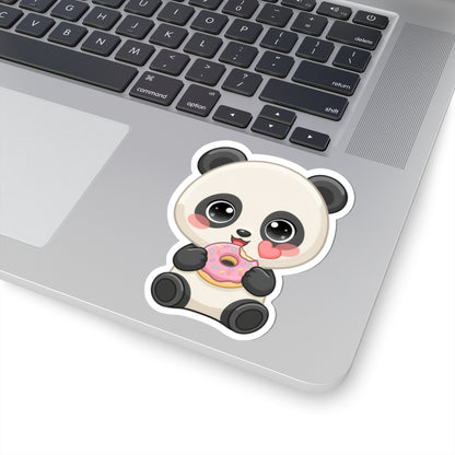 Kawaii Panda Sticker, Cute Donut Lover Vinyl Decal