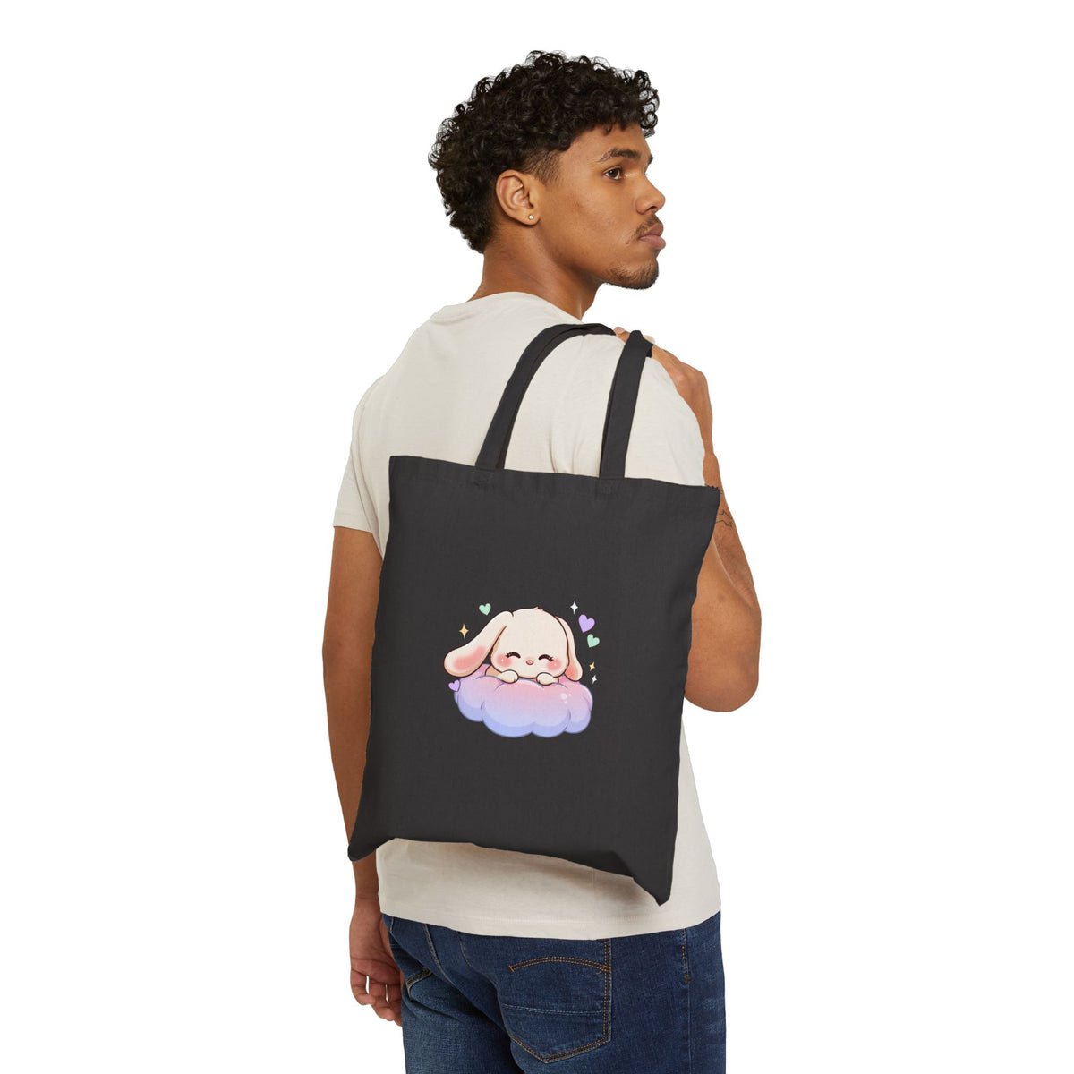 Kawaii Bunny Cotton Canvas Tote Bag for Dreamy Days