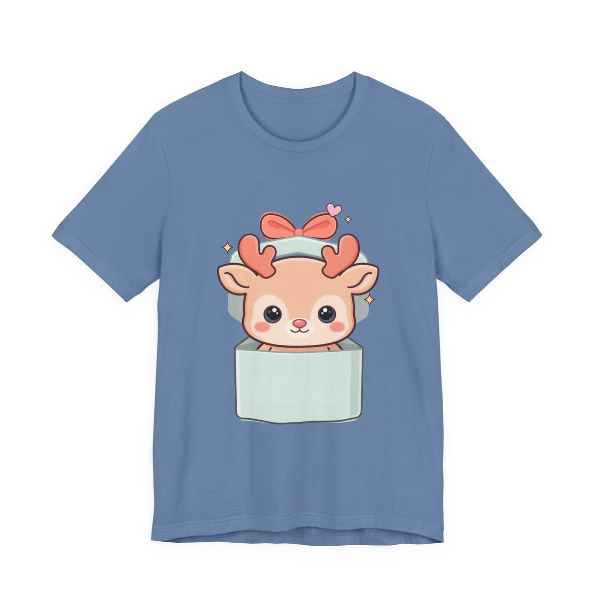 Kawaii Reindeer T-Shirt – Cute Gift Box Christmas Tee