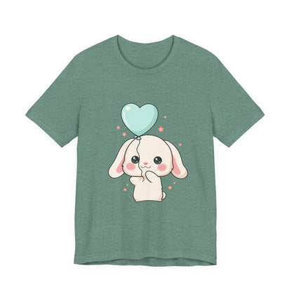 Kawaii Bunny T-Shirt with Balloon – Cute Chibi Rabbit Tee
