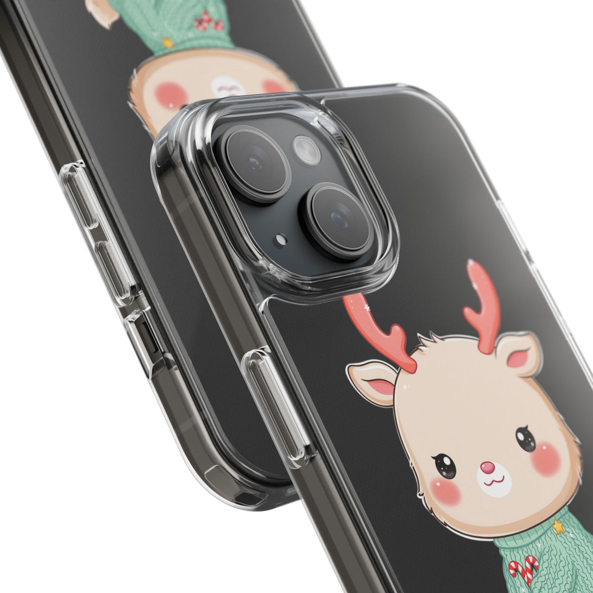 Kawaii Reindeer Clear Impact-Resistant Phone Case