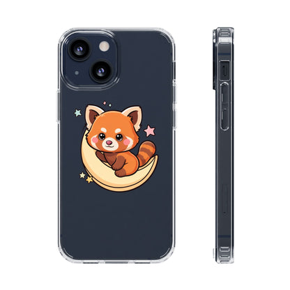 Red Panda Phone Case, Kawaii Moon Companion
