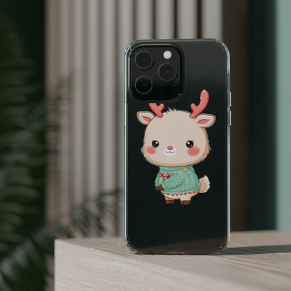 Kawaii Reindeer Clear Impact-Resistant Phone Case