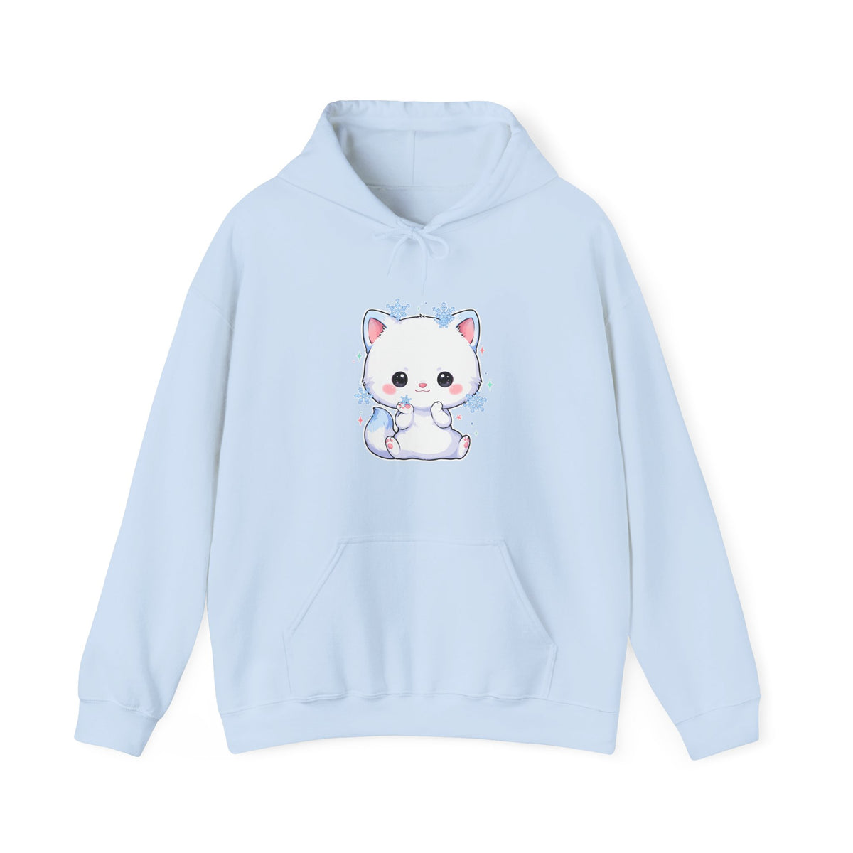 Kawaii Arctic Fox Hoodie, Cute Snowflake Fox Sweatshirt