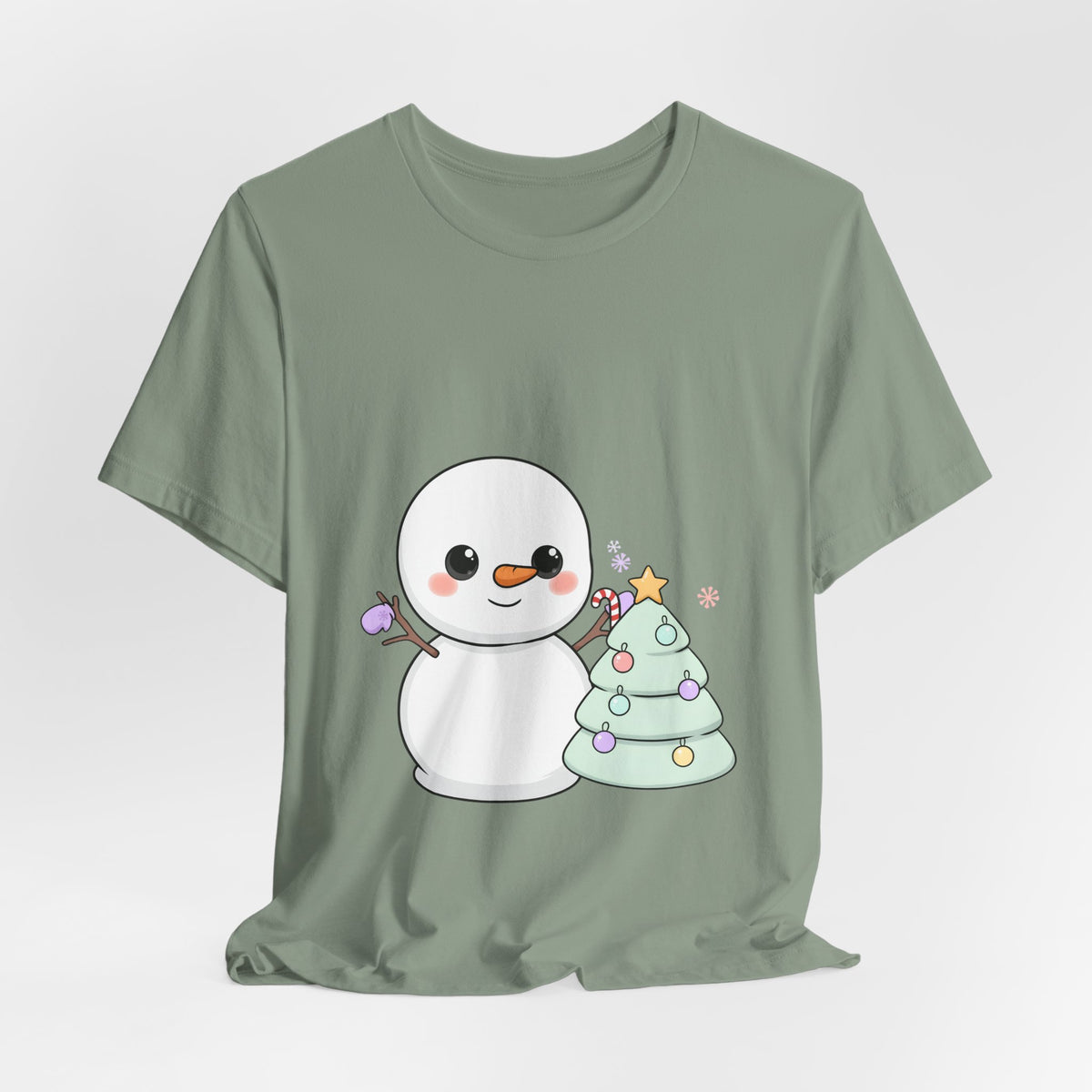 Kawaii Snowman Christmas T-Shirt for Festive Outfits
