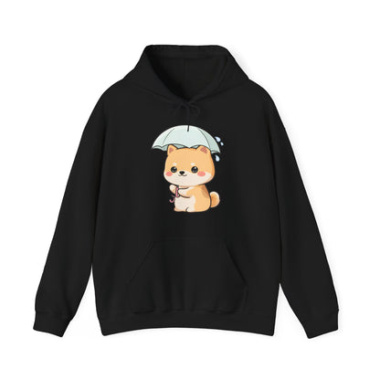Kawaii Shiba Inu Hoodie, Cute Umbrella Dog Sweatshirt