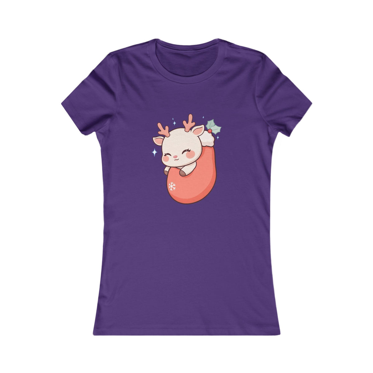 Kawaii Christmas Reindeer Women's Tee for Cozy Holiday Outfits