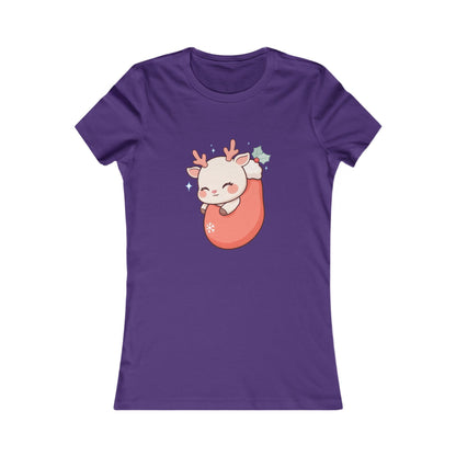 Kawaii Christmas Reindeer Women's Tee for Cozy Holiday Outfits