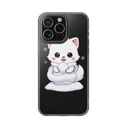 Kawaii Arctic Fox Phone Case, Cute Snow Day Gift