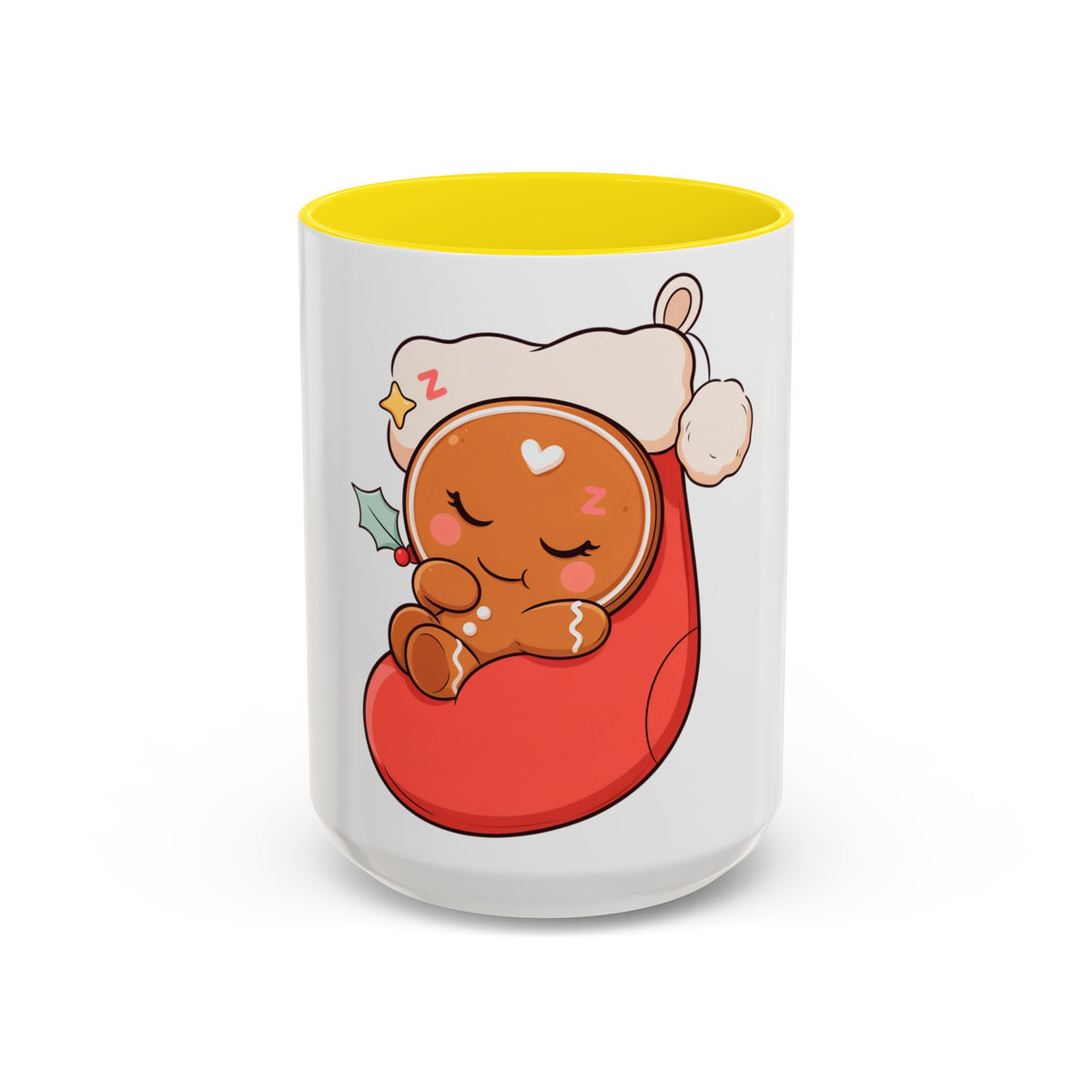 Christmas Gingerbread Mug: Sleepy Stocking Accent Coffee Mug