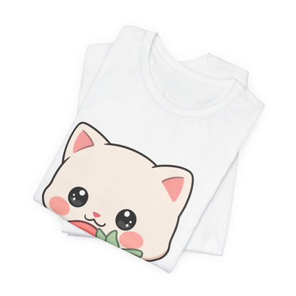 Kawaii Cat Strawberry T-Shirt, Cute Cat Lover Gift