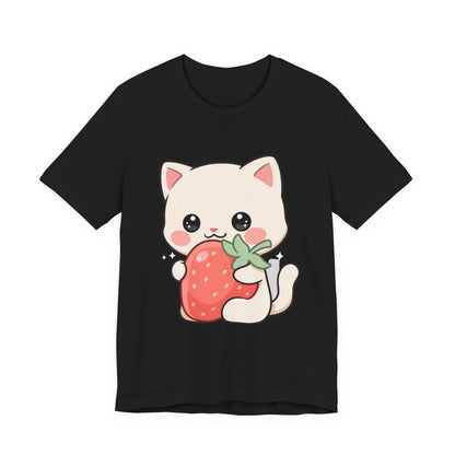 Kawaii Cat Strawberry T-Shirt, Cute Cat Lover Gift