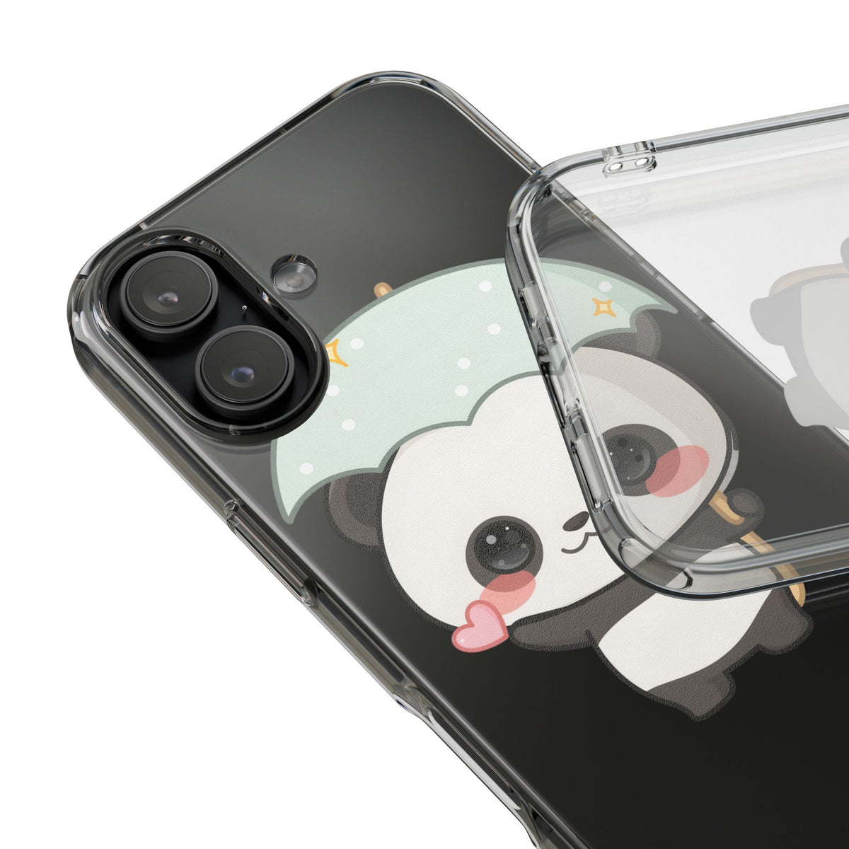 Kawaii Panda Clear Impact-Resistant Phone Case