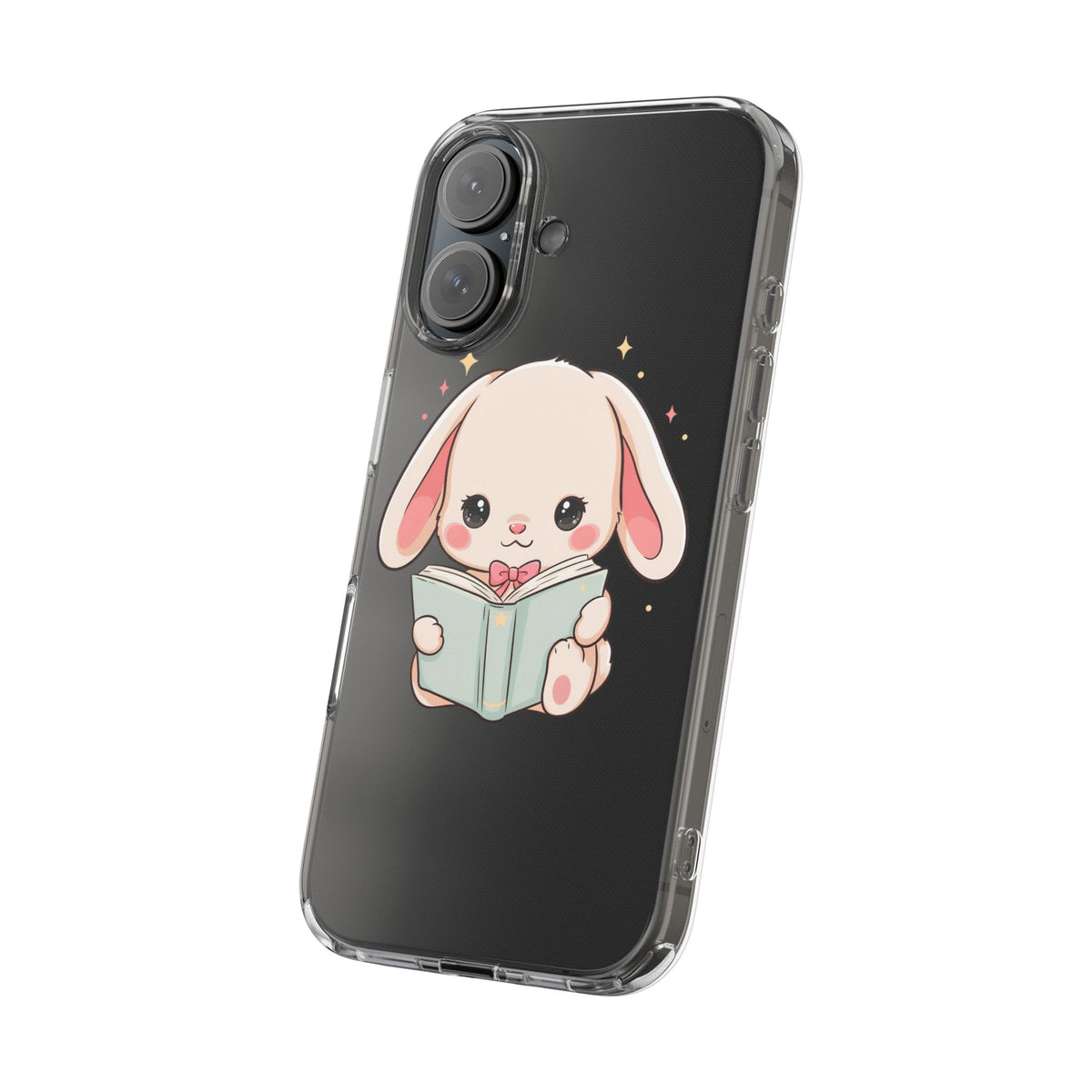 Kawaii Reading Bunny Clear Impact-Resistant Case