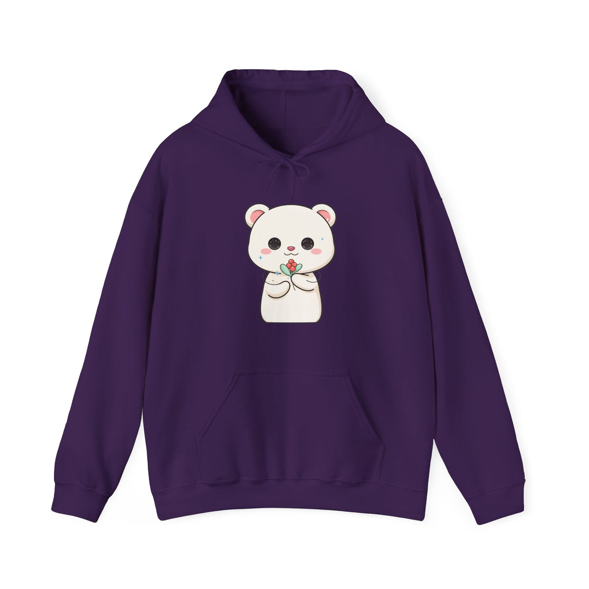 Kawaii Polar Bear Christmas Hoodie with Mistletoe