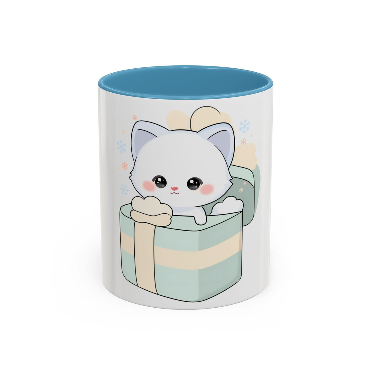 Kawaii Arctic Fox Mug, Cute Gift Box Accent Coffee Mug