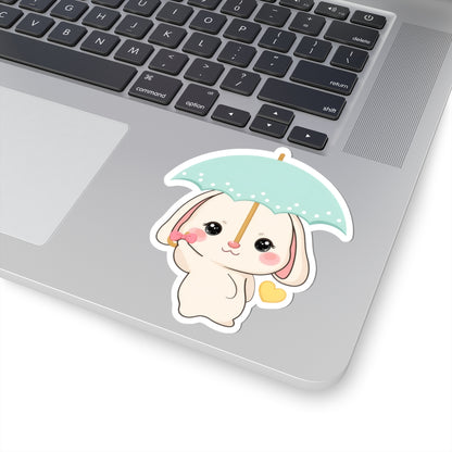 Kawaii Bunny Sticker with Umbrella | Cute Vinyl Decal