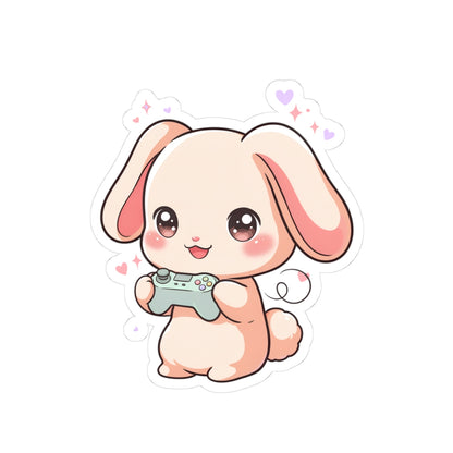 Gamer Bunny Sticker, Cute Kawaii Video Game Decor