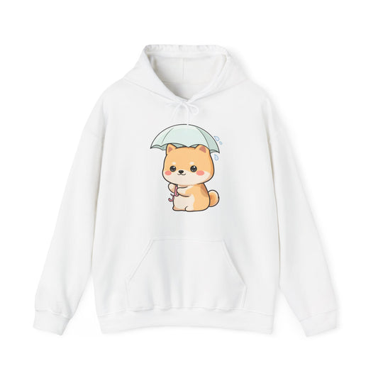 Kawaii Shiba Inu Hoodie, Cute Umbrella Dog Sweatshirt