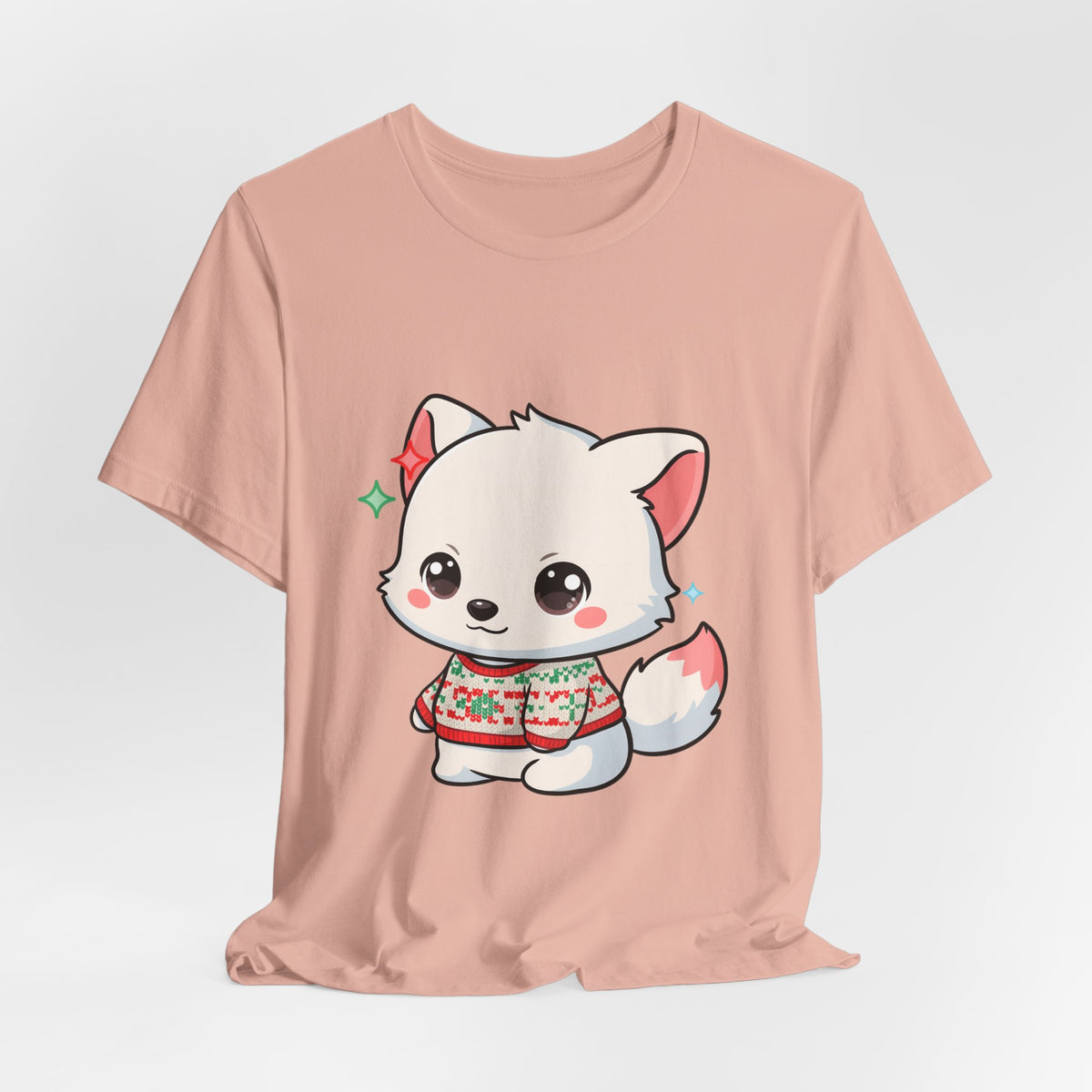 Kawaii Arctic Fox Christmas T-Shirt for Cute Holiday Fans