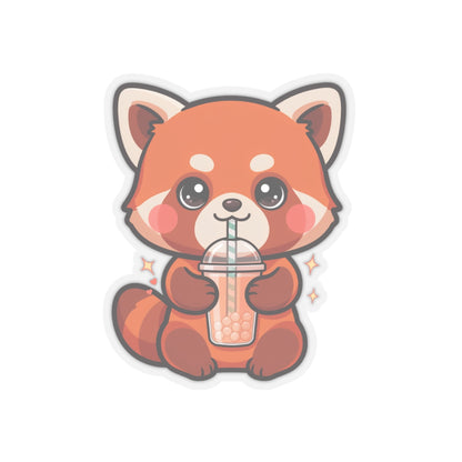 Kawaii Red Panda Bubble Tea Sticker for Boba Lovers