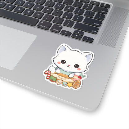Christmas Fox Sticker: Kawaii Arctic Baker