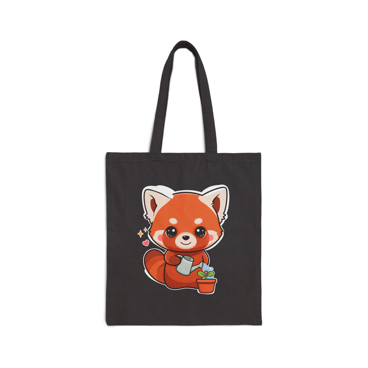 Red Panda Cotton Canvas Tote Bag for Plant Lovers