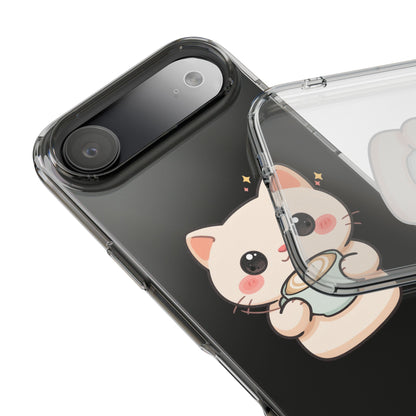 Kawaii Cat Latte Phone Case, Clear Impact-Resistant