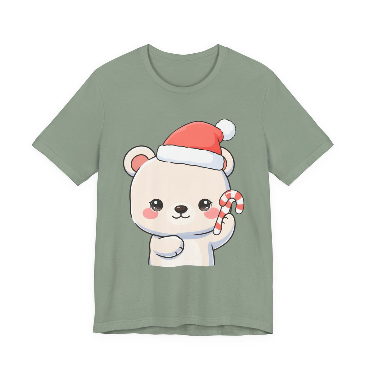 Kawaii Polar Bear Christmas Tee, Cute Holiday Gift