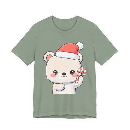 Kawaii Polar Bear Christmas Tee, Cute Holiday Gift