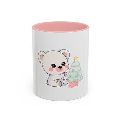 Kawaii Polar Bear Christmas Mug, 11 oz Accent Coffee Mug
