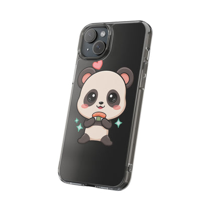 Kawaii Panda Sushi Phone Case, Clear Impact-Resistant Case