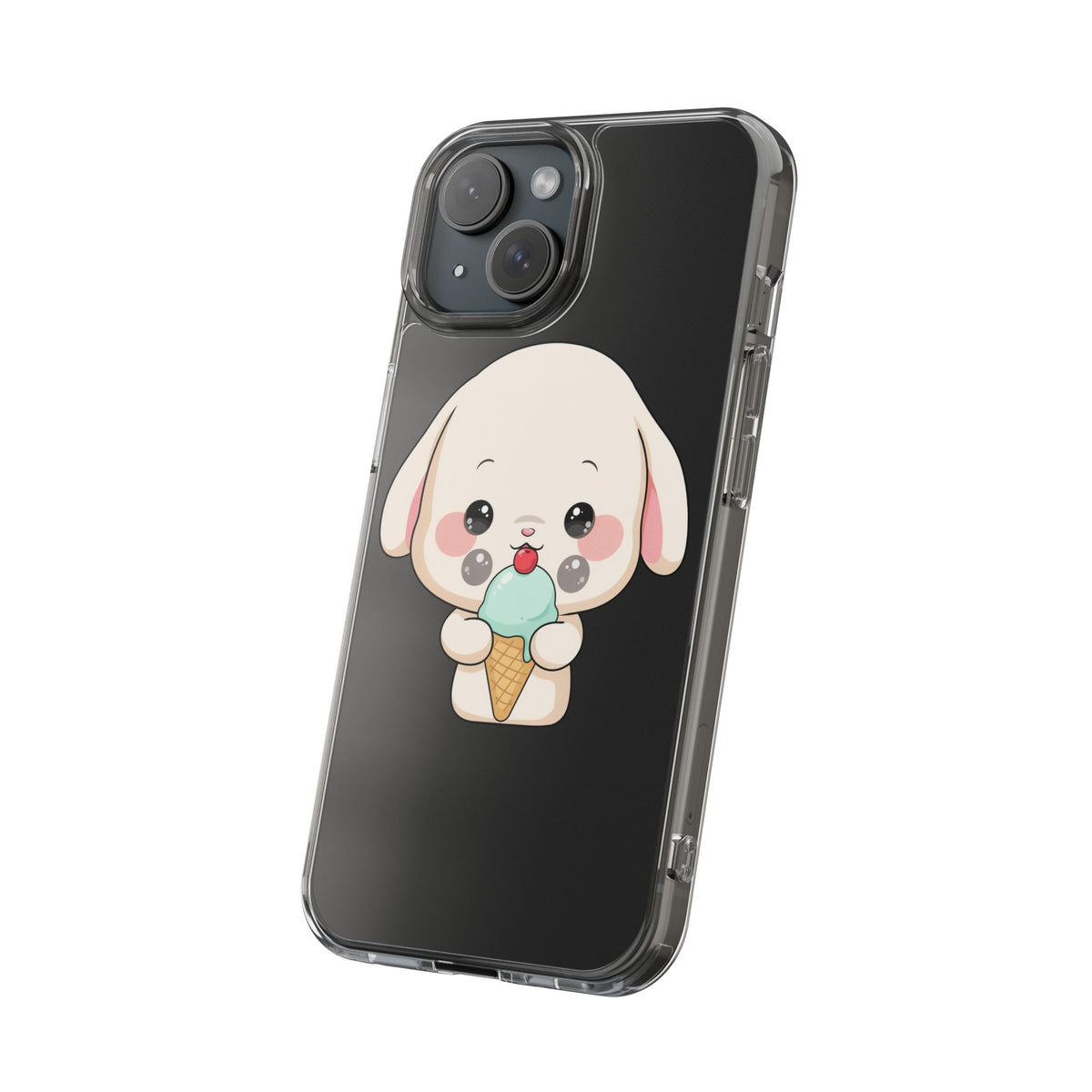 Kawaii Bunny Phone Case, Ice Cream Cutie Clear Case