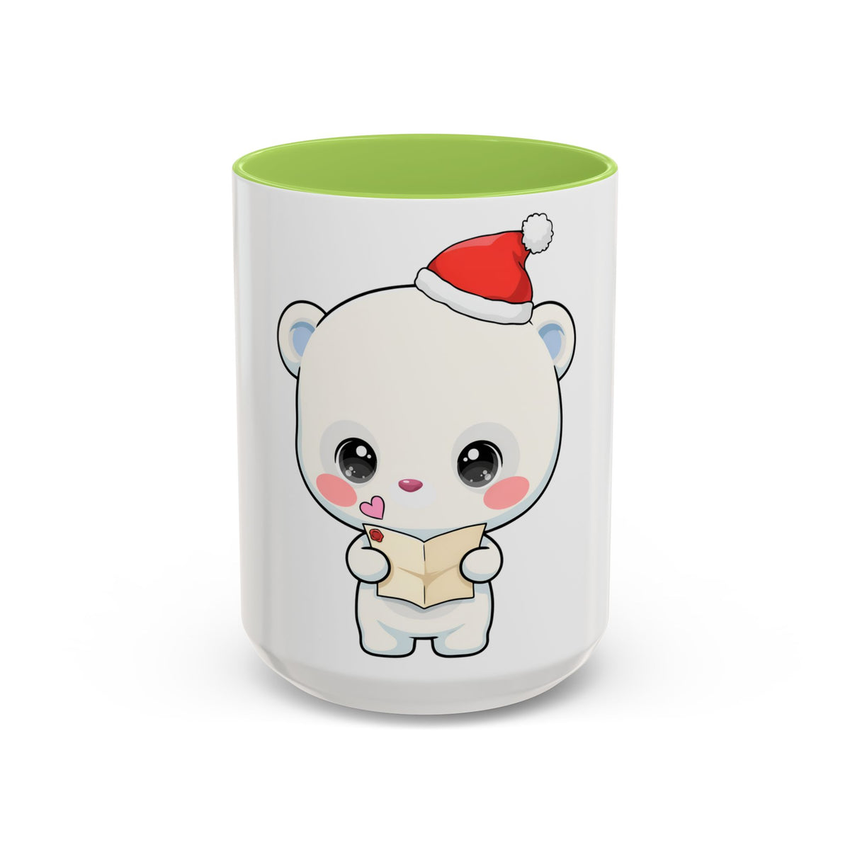 Kawaii Polar Bear Christmas Mug – Santa Letter Accent Mug