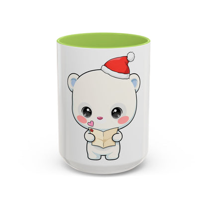 Kawaii Polar Bear Christmas Mug – Santa Letter Accent Mug
