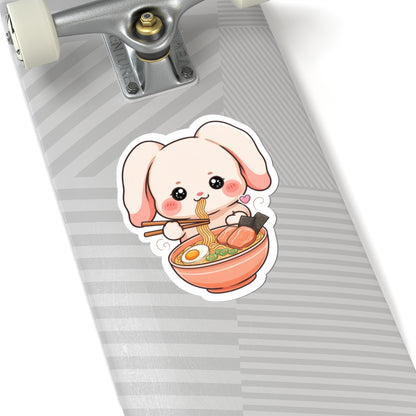 Kawaii Ramen Bunny Kiss-Cut Sticker for Cute Food Lovers
