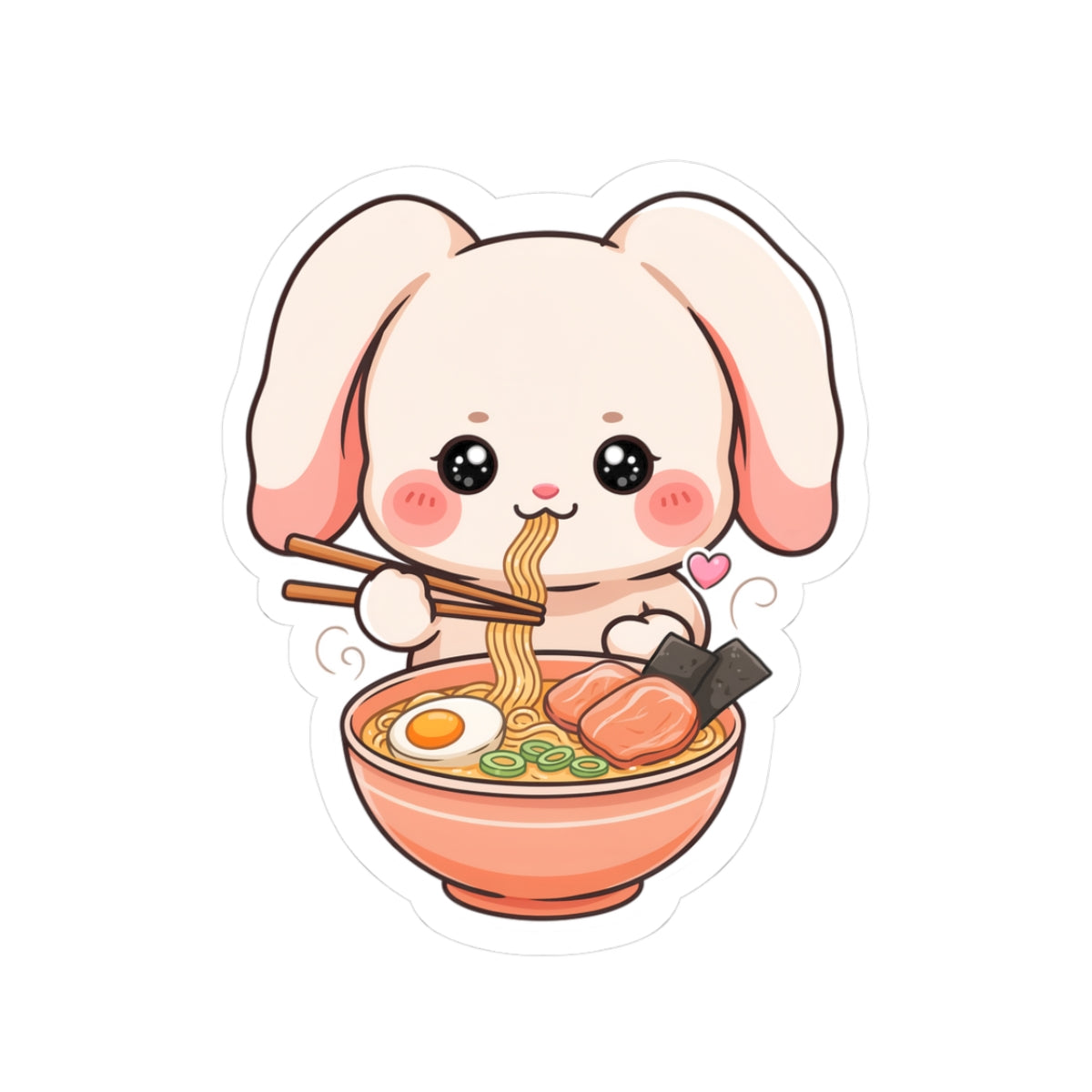 Kawaii Ramen Bunny Kiss-Cut Sticker for Cute Food Lovers