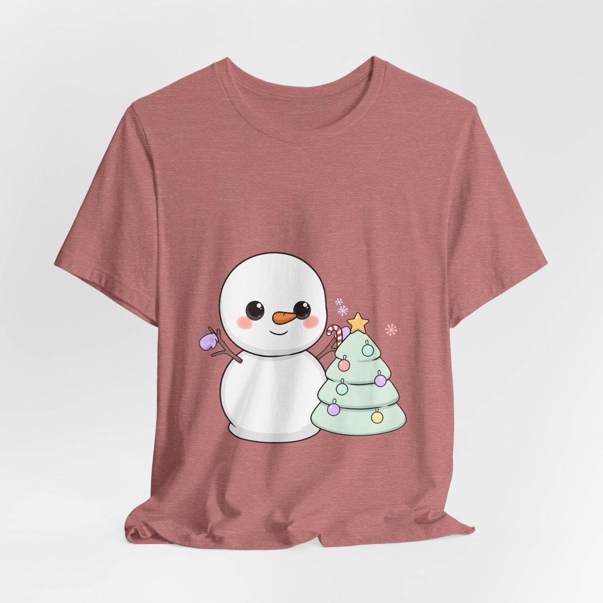 Kawaii Snowman Christmas T-Shirt for Festive Outfits