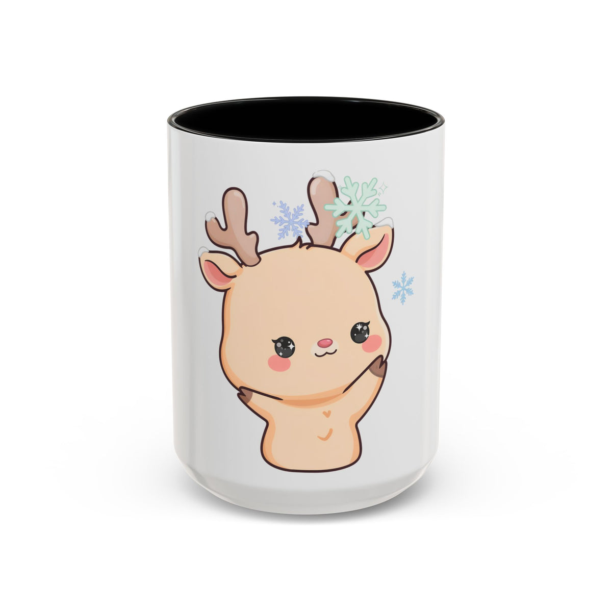 Kawaii Reindeer Accent Coffee Mug for Cozy Winter Sips