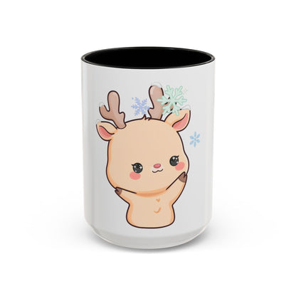 Kawaii Reindeer Accent Coffee Mug for Cozy Winter Sips