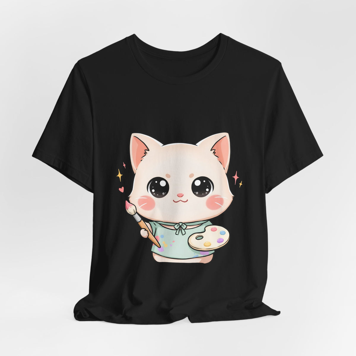 Kawaii Cat Artist T-Shirt for Creative Cat Lovers