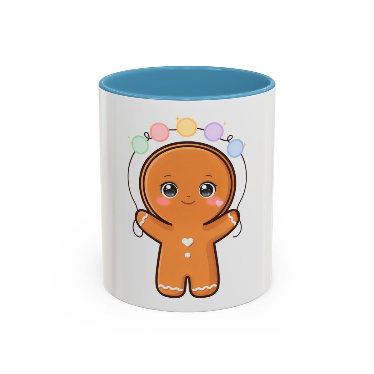 Gingerbread Man Accent Coffee Mug, Cute Kawaii Holiday Gift