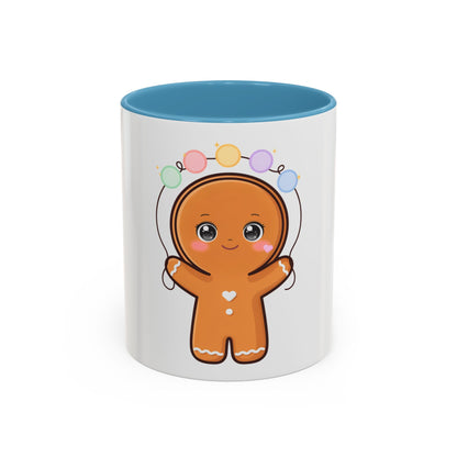 Gingerbread Man Accent Coffee Mug, Cute Kawaii Holiday Gift