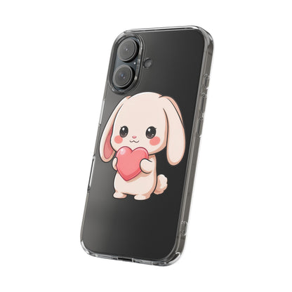 Kawaii Bunny Clear Phone Case with Heart
