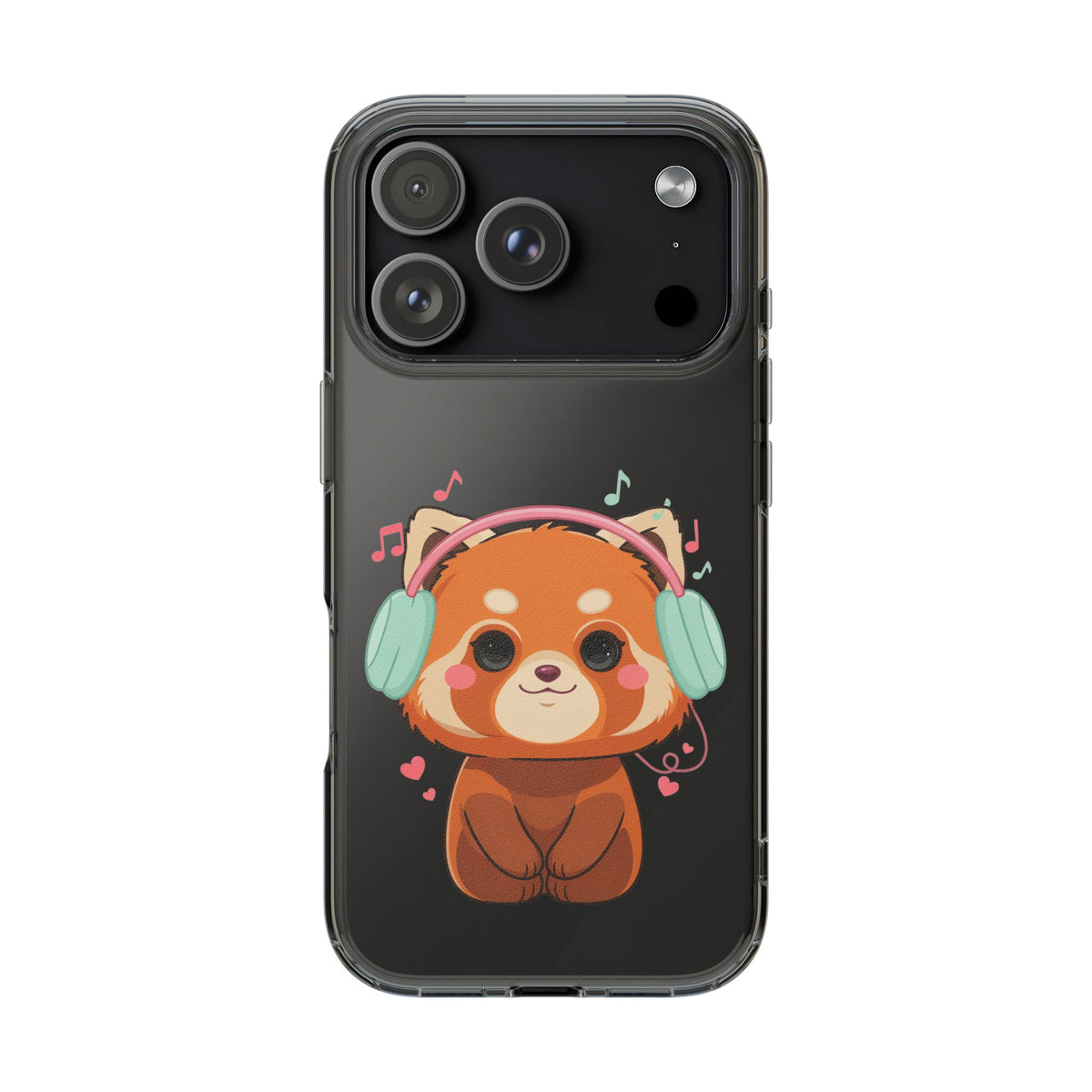 Red Panda Phone Case, Kawaii Music Lover Clear Case