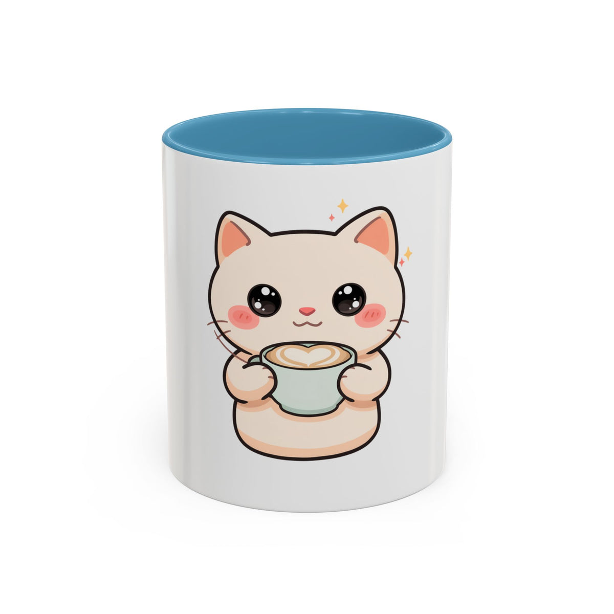 Kawaii Cat Coffee Mug, Cute Latte Accent Mug