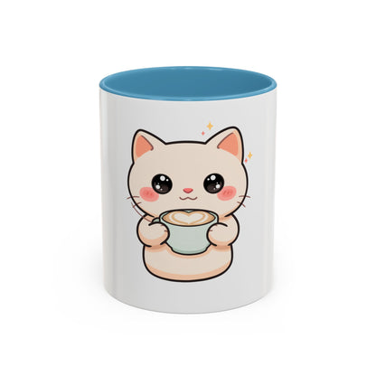 Kawaii Cat Coffee Mug, Cute Latte Accent Mug